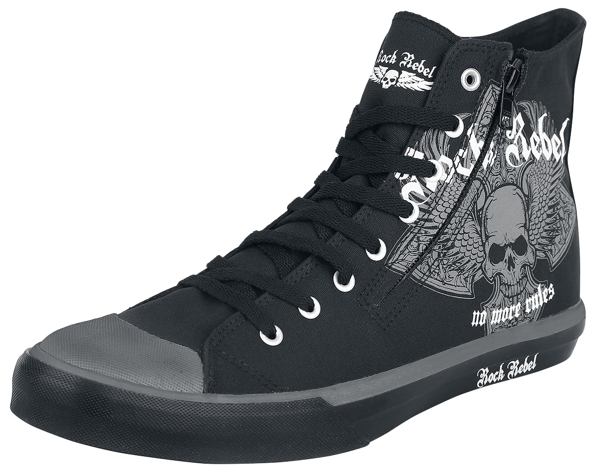 Rock Rebel by EMP Unisex Sneakers Nere con Stampa Teschio