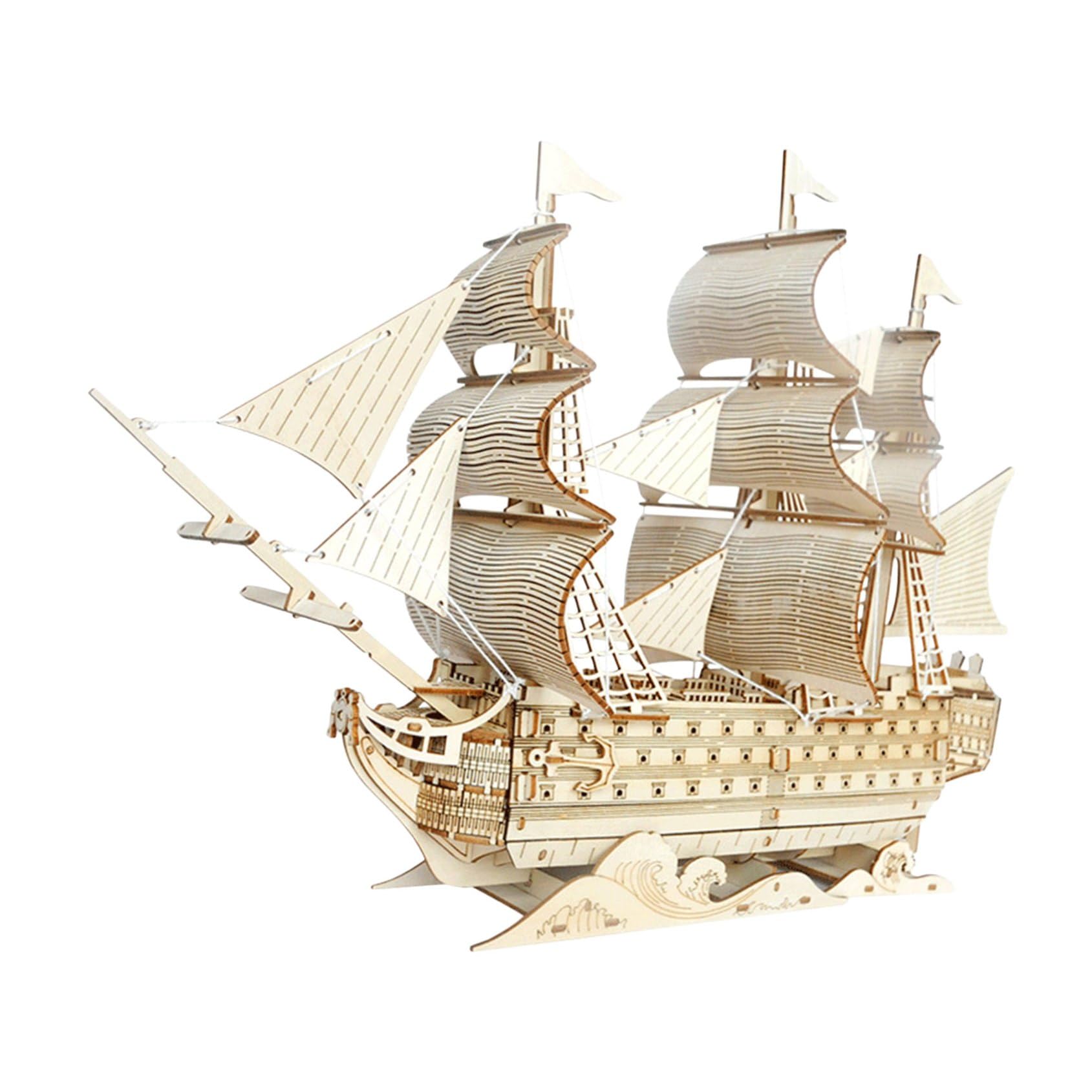 ERINGOGO Puzzle del di puzzle adulti decorazione da tavolo arredamento a tema nautico di nave in legno Light Brown
