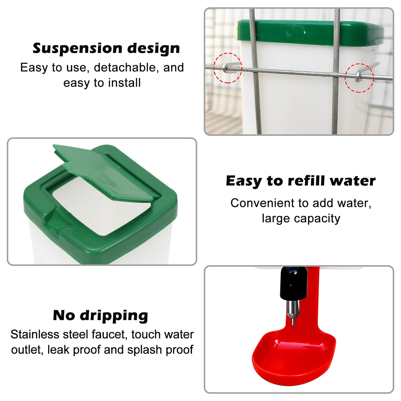 Lot de 3 abreuvoirs pour lapins - 1000 ml - Distributeur d'eau automatique à suspendre - Bouteille d'eau pour animaux de compagnie - Sans goutte - Pour rongeurs, petits animaux