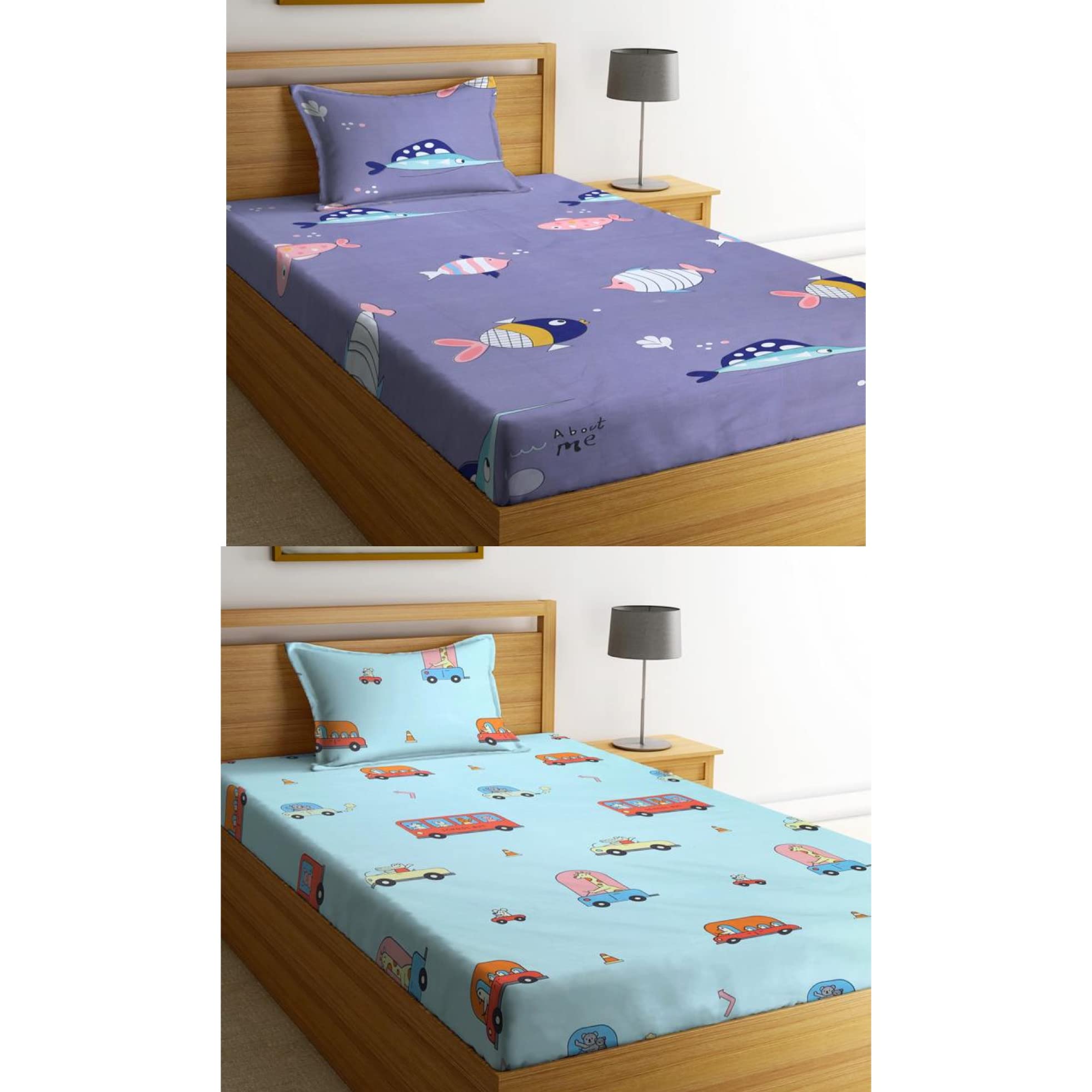 NEW LEAF Cotton Feel Soft And Smooth Cartoon Printed 2 Single Bedsheets Special For Kids Or Your Baby With 2 Matching Pillow Covers (Space & Ranbow, Multicolour), 180 Tc (B09QFQ1F1Z) Amazon Price History, Amazon Price Tracker