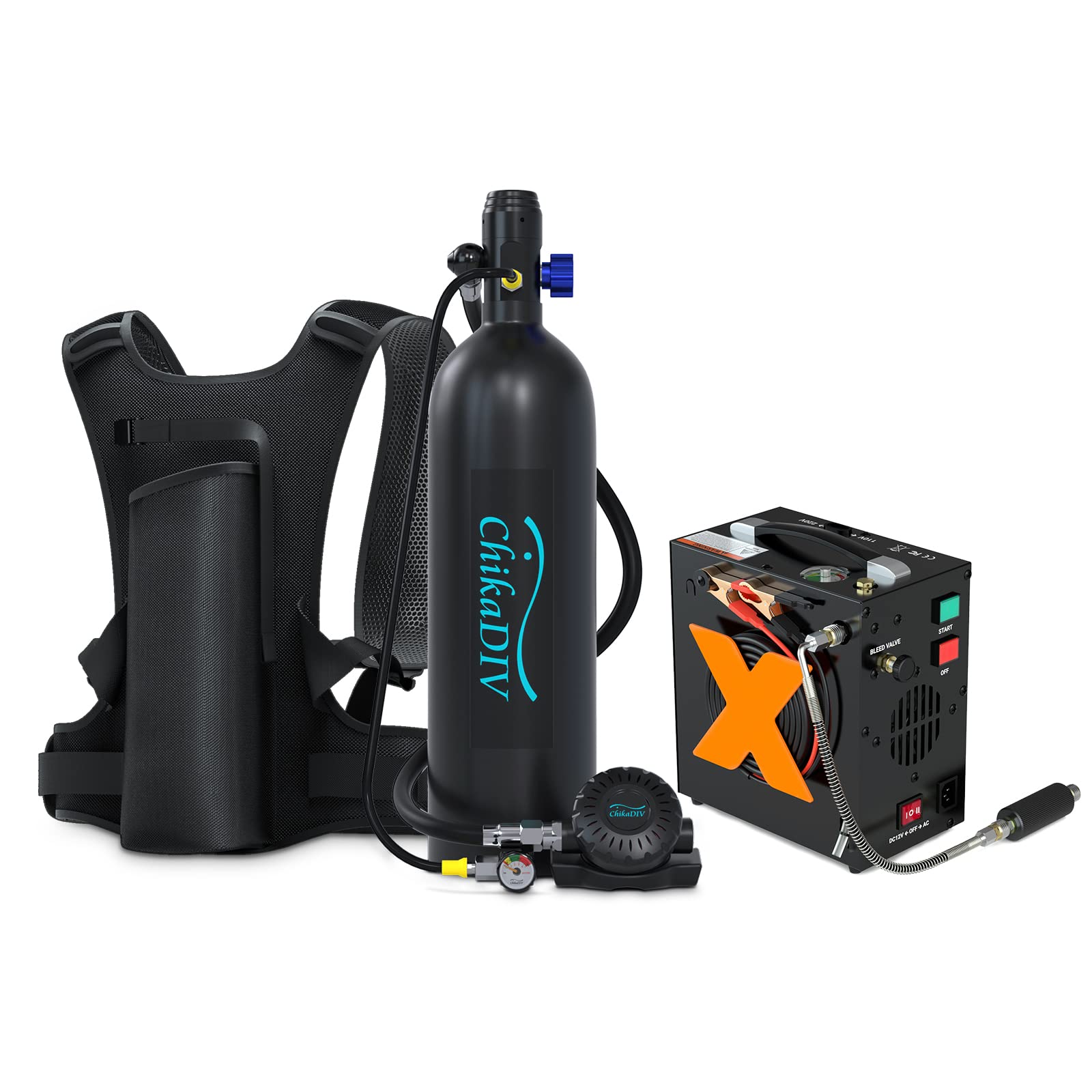 Mini Scuba Tank 1.9L Lung Tank for Adult Portable Scuba Diving Tank Dive Portable Lungs Kit for Underwater Entertainment, Emergency Rescue