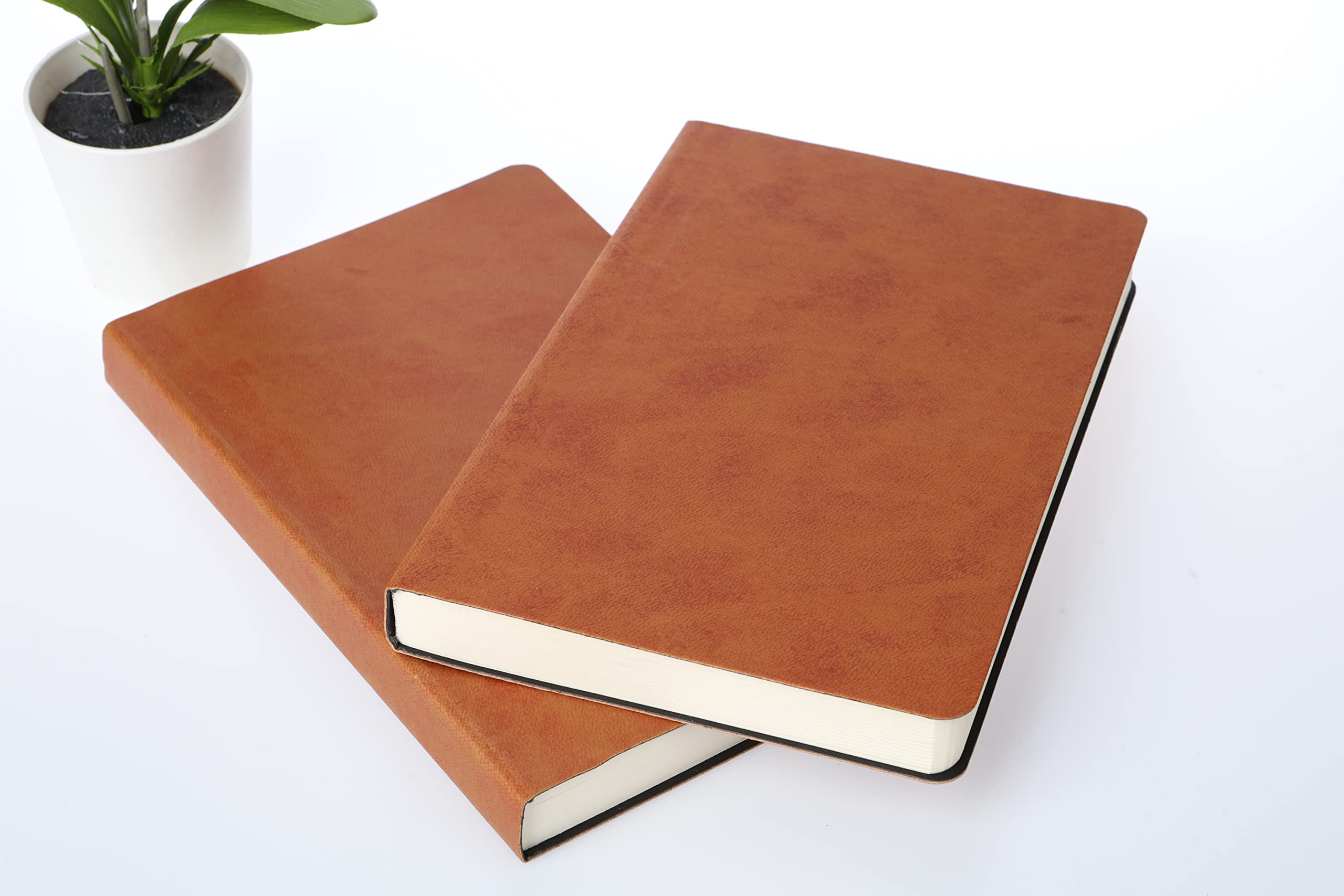 Fark Tanıtım Çizgisiz Not Defteri, Taba Termo Deri Kapaklı Defter, 128 Yaprak A5 Defter, Ofis ve Kırtasiye (14cm x 21 cm) (Taba Kapak)