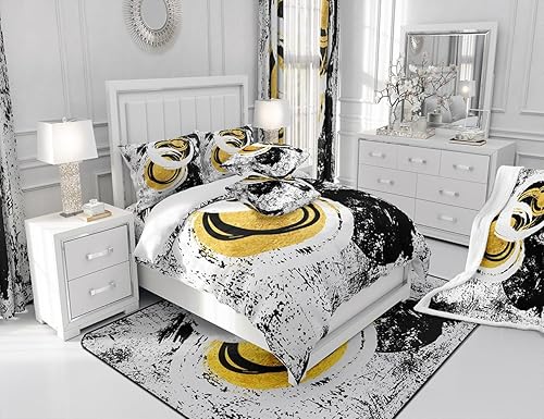 Miniatura 6 de Manfei Juego de sábanas geométricas tamaño matrimonial, juego de ropa de cama abstracto moderno para niños y niñas, decoración de habitación de