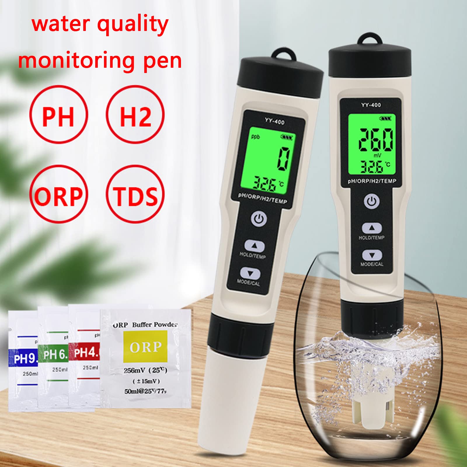 Misuratore di qualità dell'acqua portatile PH Meter pH/ORP/H2/TEMP Meter per la casa