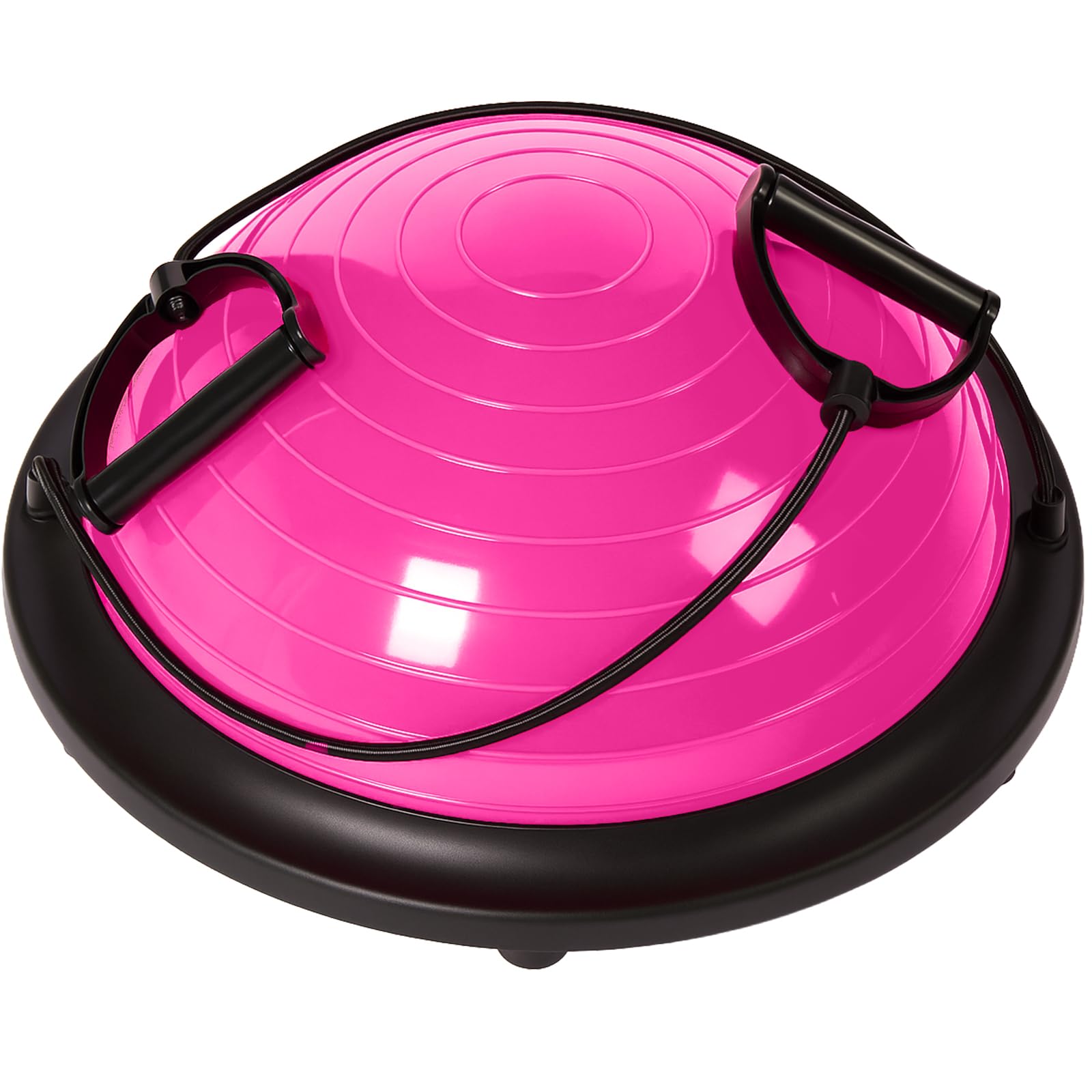 Half Balance Ball Board Inflatable Air Dome With Resistance Bands and Pump, Exercise Balance Trainer for Home Gym Workout Fitness Anti-slip Yoga Ball for Women Pilates (Red)