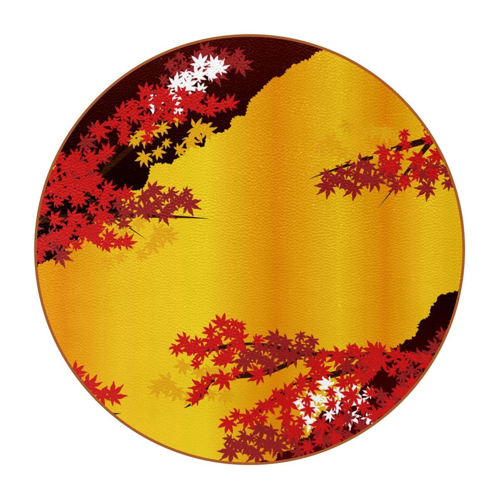 Coasters Orange Japanese Leaves Set of 6 Water Bottle Mats Mug Mats Drink Coasters