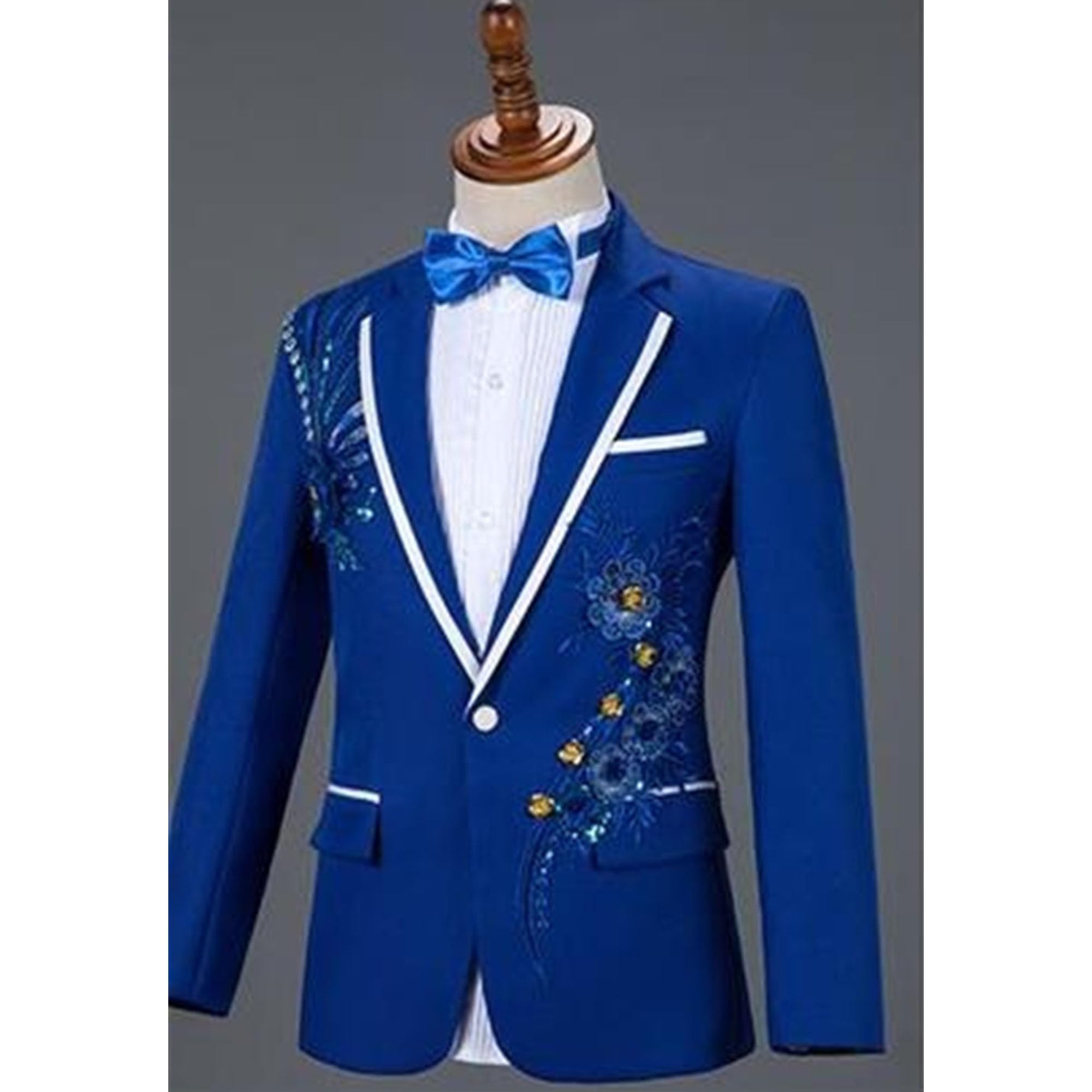 Costume 2 PièCes Brodé De Luxe 1 Bouton Imprimé DîNer Veste De Smoking Promesse De Mariage Blazer éLéGant Costume Habillé
