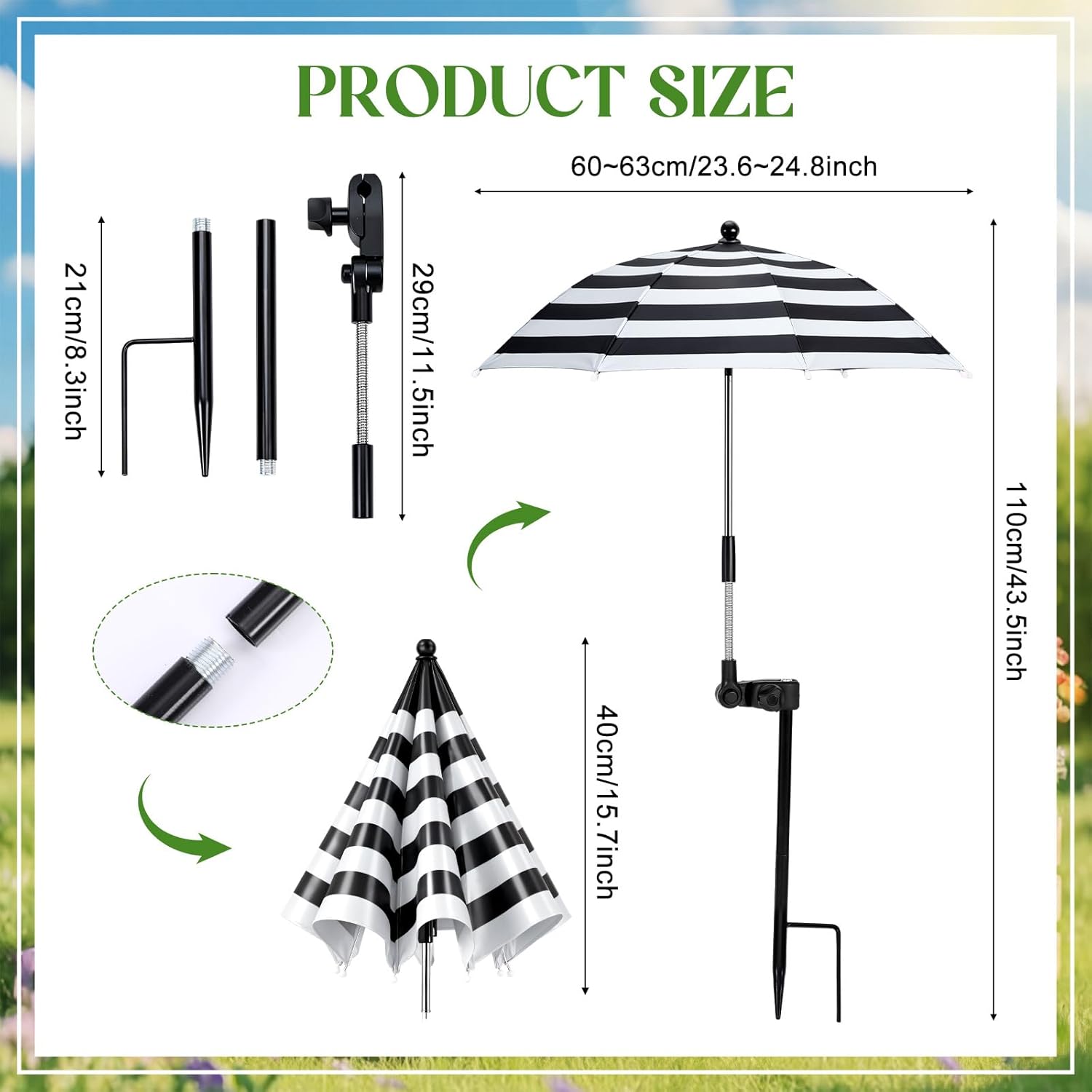 3 Pack Plant Umbrella for Outdoor Adjustable Sun Shade Covers 24" Sun Protection Cloth UV Umbrella for Potted Plants, Garden Beds, Patio Flowers