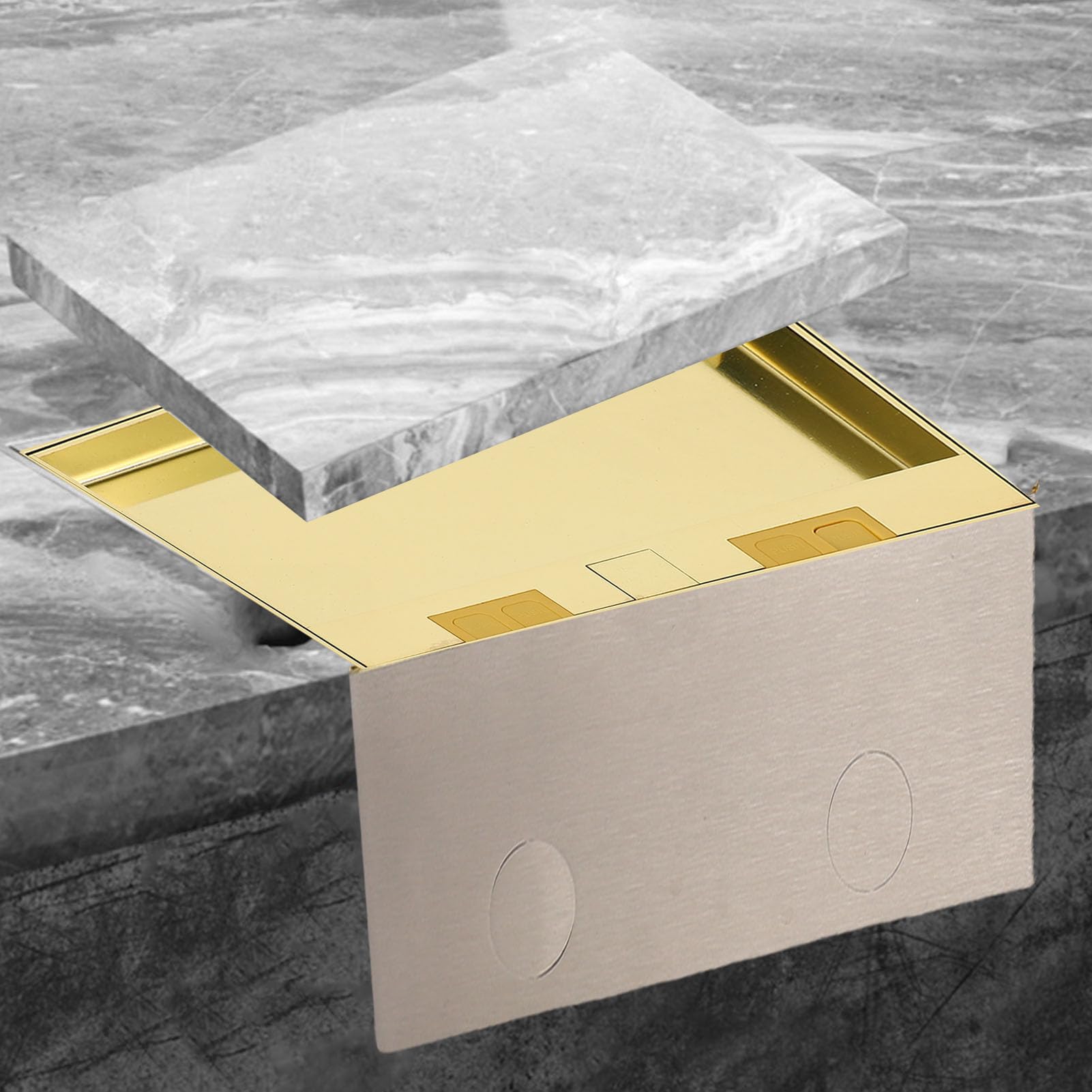 Ausla Scatola di Derivazione da Incasso a Pavimento Presa da Incasso a Pavimento in Acciaio Inossidabile Impermeabile 4KW 16A 3 Kit Presa Piatta Incorporata a Due Fori per Ufficio Hotel Scuola Centro
