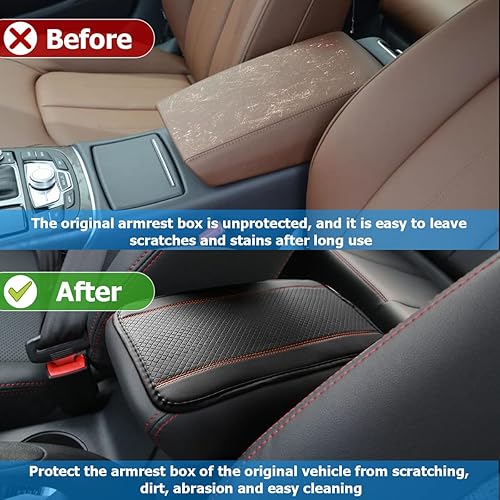 Miniatura 6 de Moly Magnolia Almohadilla de cuero sintético para consola central, funda de asiento de reposabrazos de automóvil, impermeable, antideslizante,