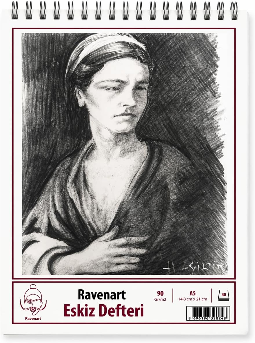 Ravenart Eskiz Defteri, A5, 90 gr, 40 Yaprak, Ivory Kağıt, Metal Spiral