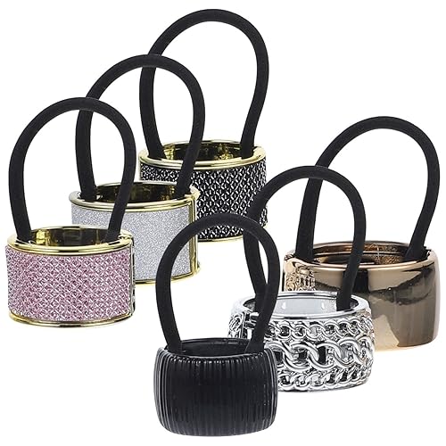 Miniatura 1 de 6 piezas de cola de caballo para el cabello, con diamantes de imitación, ligas elásticas para el cabello, accesorios para el cabello