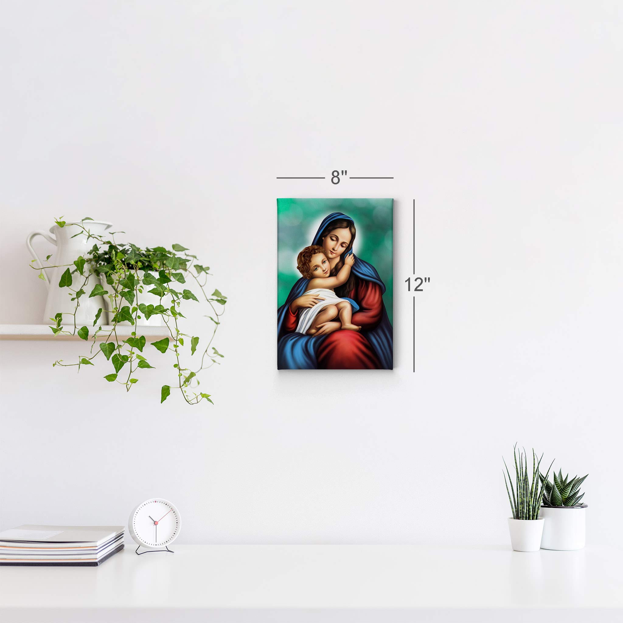 絵画　油絵　聖母マリア　ハンドメイド　壁掛け Amazon.co.jp: スマイルアートデザイン 涙の中の聖母マリア 油絵