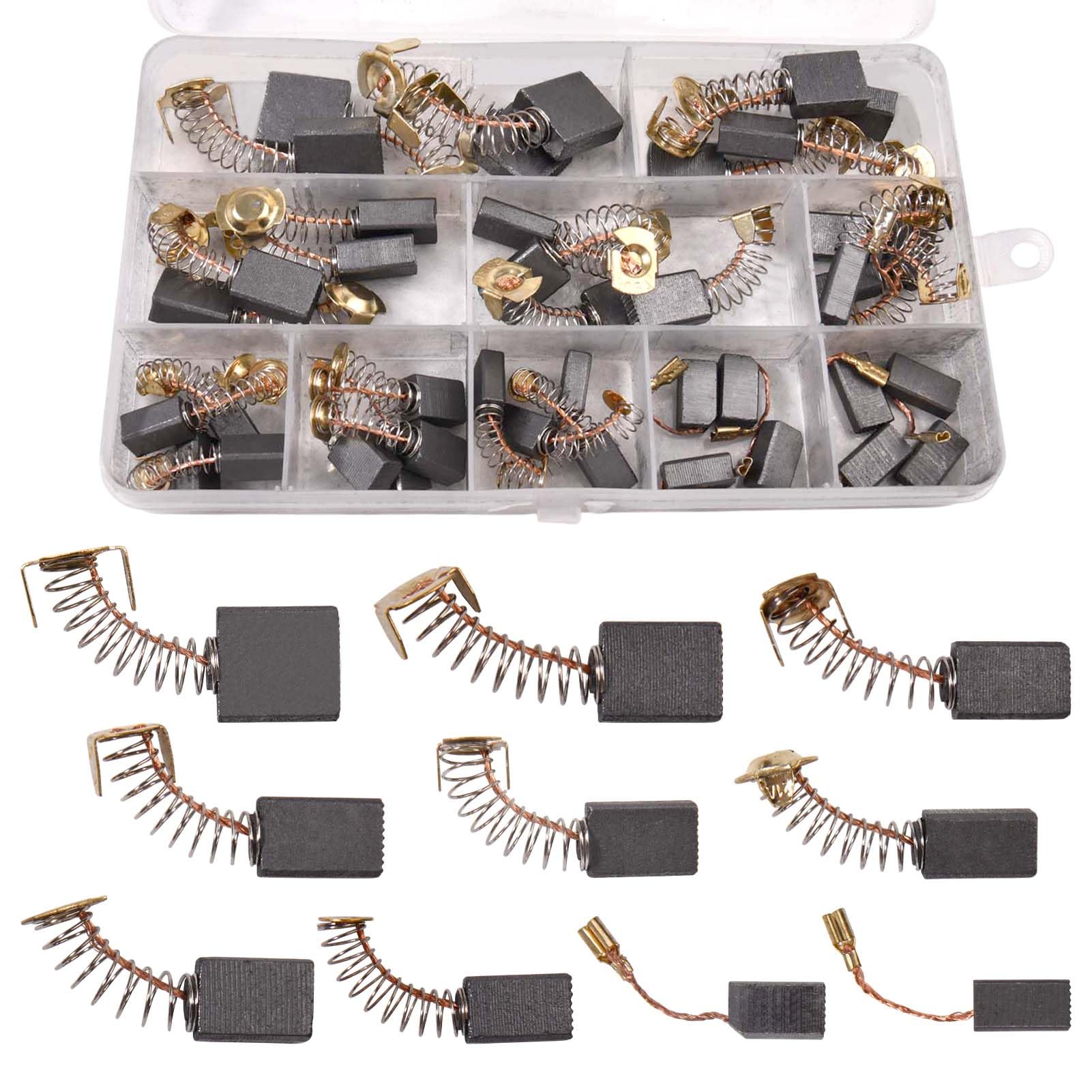 40 Pcs Electric Motor Carbon Brushes 10 Different Sizes for Replacement Repair Power Tool Part and Carbon Brush Motors