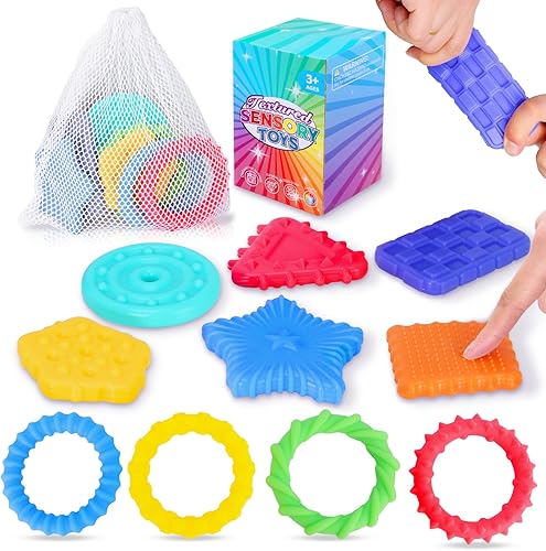 Juguetes sensoriales esponjosos para niños, 10 piezas de juguete sensorial suave y texturizado con bolsa de almacenamiento para niños autistas,