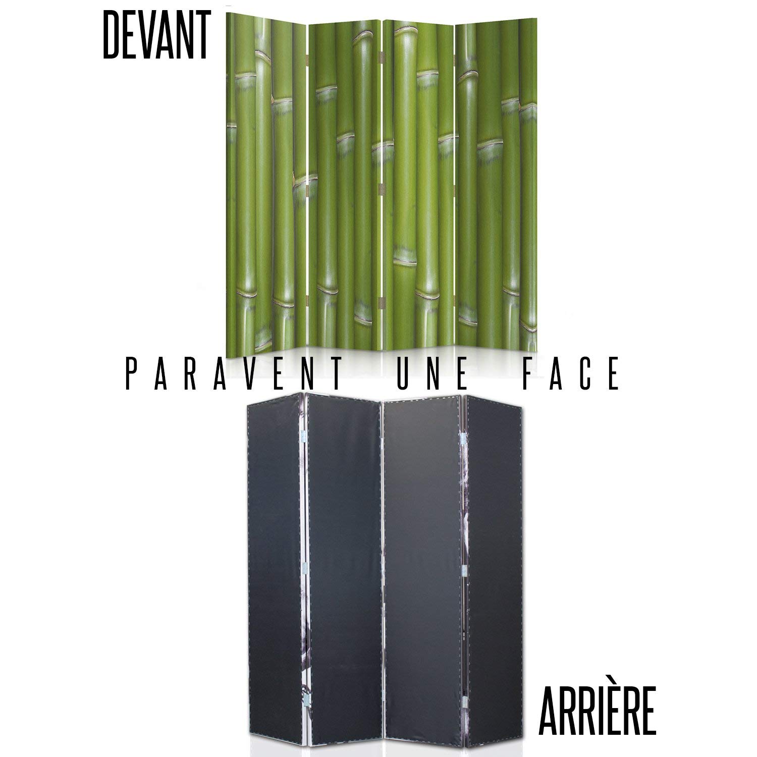 Feeby Paravent déco 4 pans Zen 145x150 cm Une Seule Côté Cloison de séparation Écran Pliant Foto Paravent Interieur Décoratif Mur Espagnol Impression sur Toile Chambre d'enfant Salon Bureau Vert