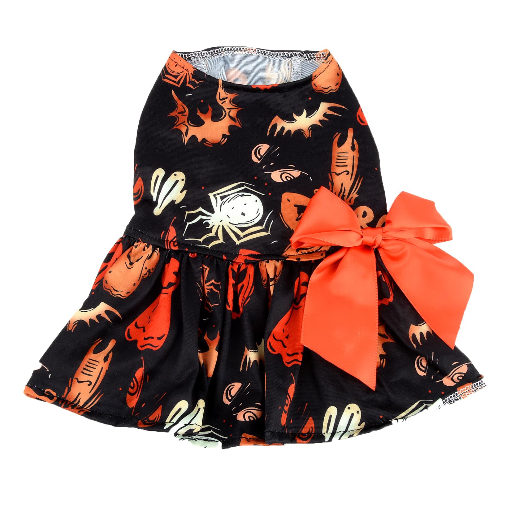 犬服 ハンドメイド ☆⟡.·ハロウィン ワンピース オレンジキラキラハロウィンメッシュワンピ🎃＆レースクロス