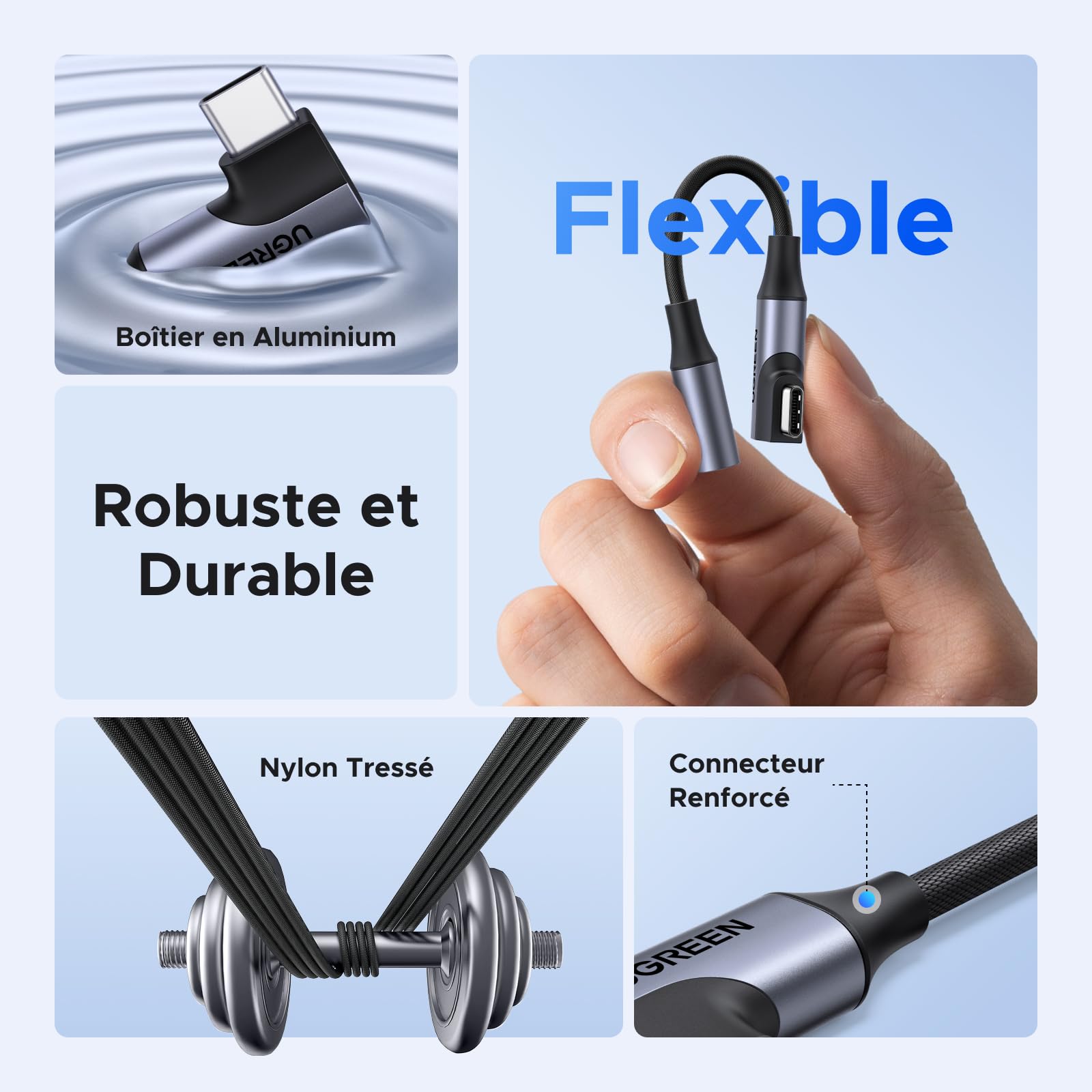 UGREEN Adaptateur USB-C vers Jack Audio 3,5 mm à Angle Droit 90 Dépenser avec Puce DAC, Compatible avec iPhone 17/17 Air/17 Pro/17 Pro Max, Série Galaxy S25, iPad, Mac