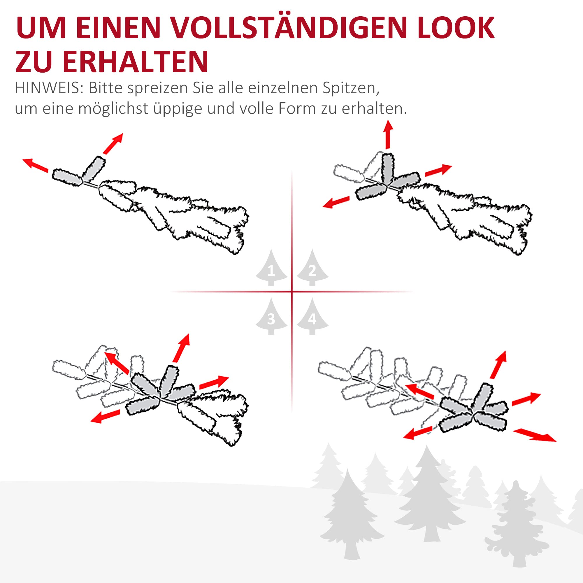 HOMCOM Künstlicher Weihnachtsbaum 150 cm mit 294 Spitzen für Drinnen Grün