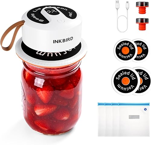 INKBIRD Kit de sellado al vacío de tarros Mason eléctrico 3 en 1 para tarros y bolsas de boca ancharegular, sellador de tarros inalámbrico portátil disponible en Yaxa Colombia