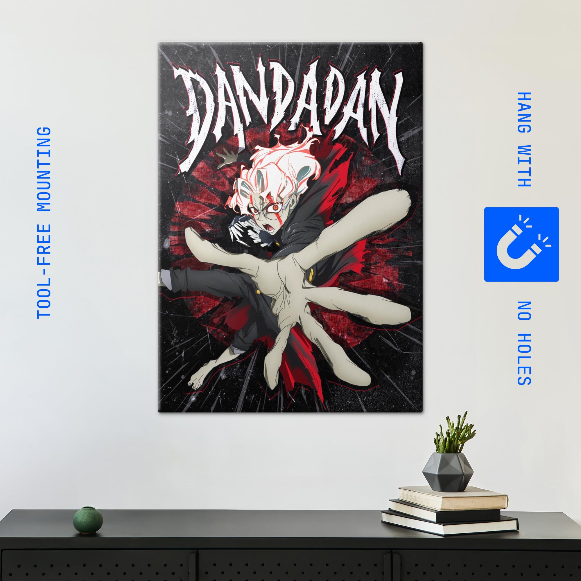 Displate Metall poster DAN DA DAN Magnetic Metal: Okarun Größe L | Bilder Wanddeko Wohnzimmer & Schlafzimmer Wandbilder, Geschenk. Wandkunst mit Magnet-Befestigung, ohne Bohren.