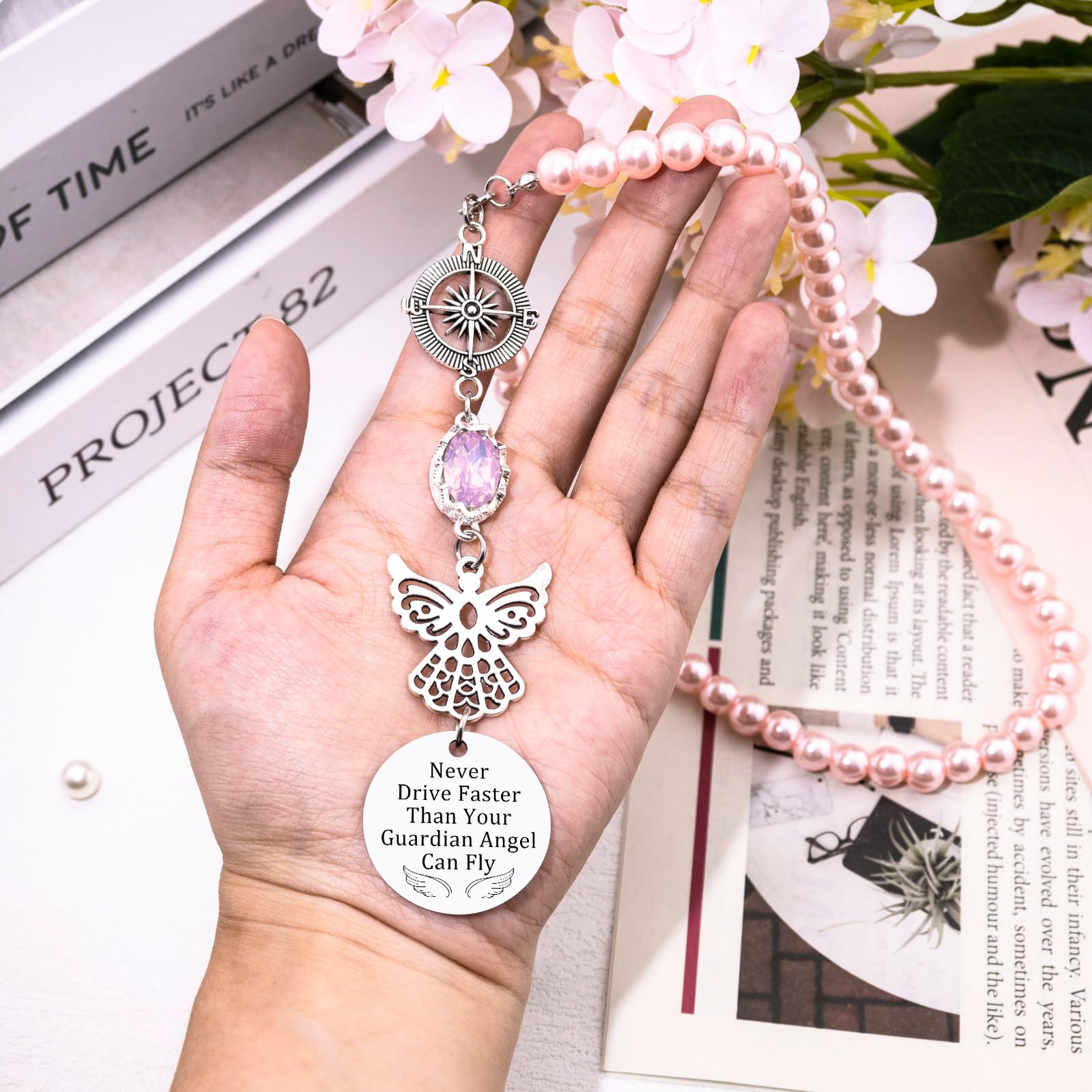 Rear View Mirror Car Accessories for Women Teen Girls Cute Car Mirror Hanging Accessories New Driver Gifts for — view 2