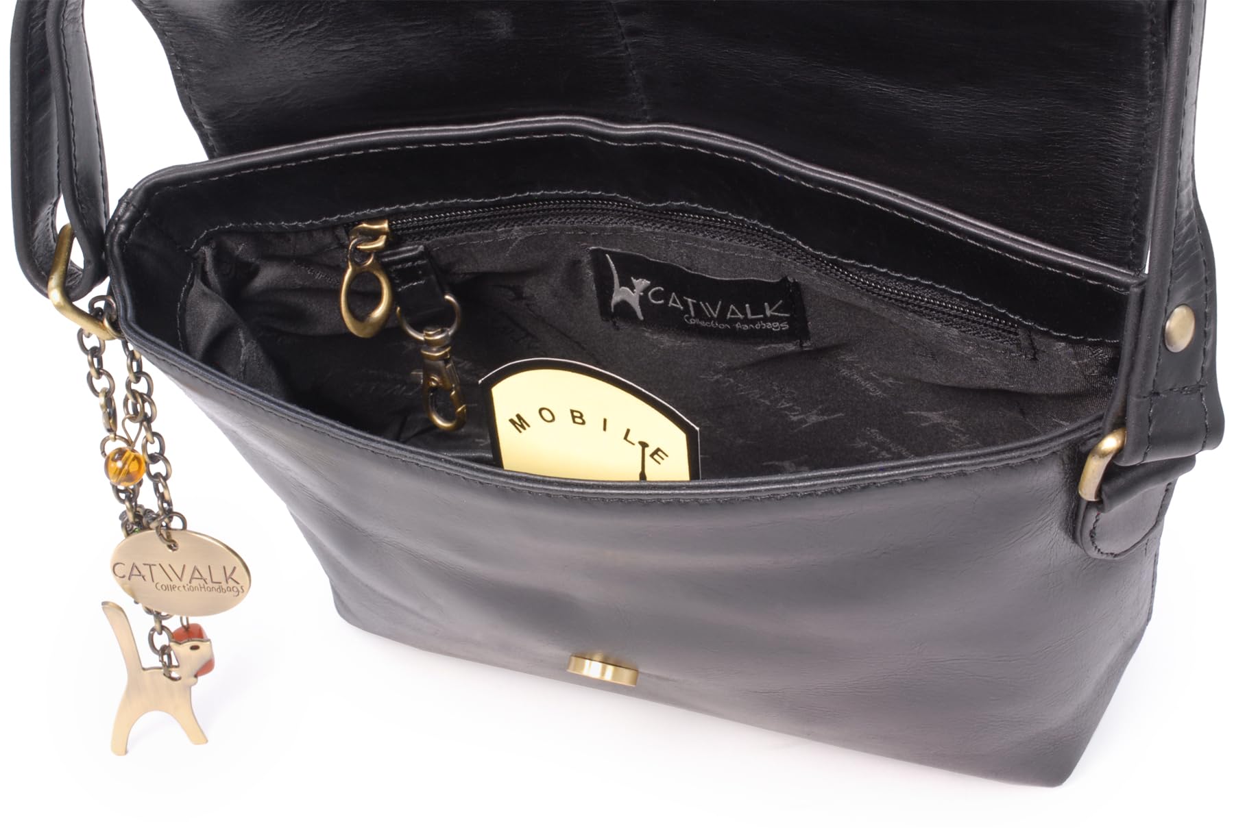 Catwalk Collection Handbags - Borsa a Tracolla Piccola in Vera Pelle - Borsa Messenger Donna - Borsetta con Tracolla Regolabile - Freya