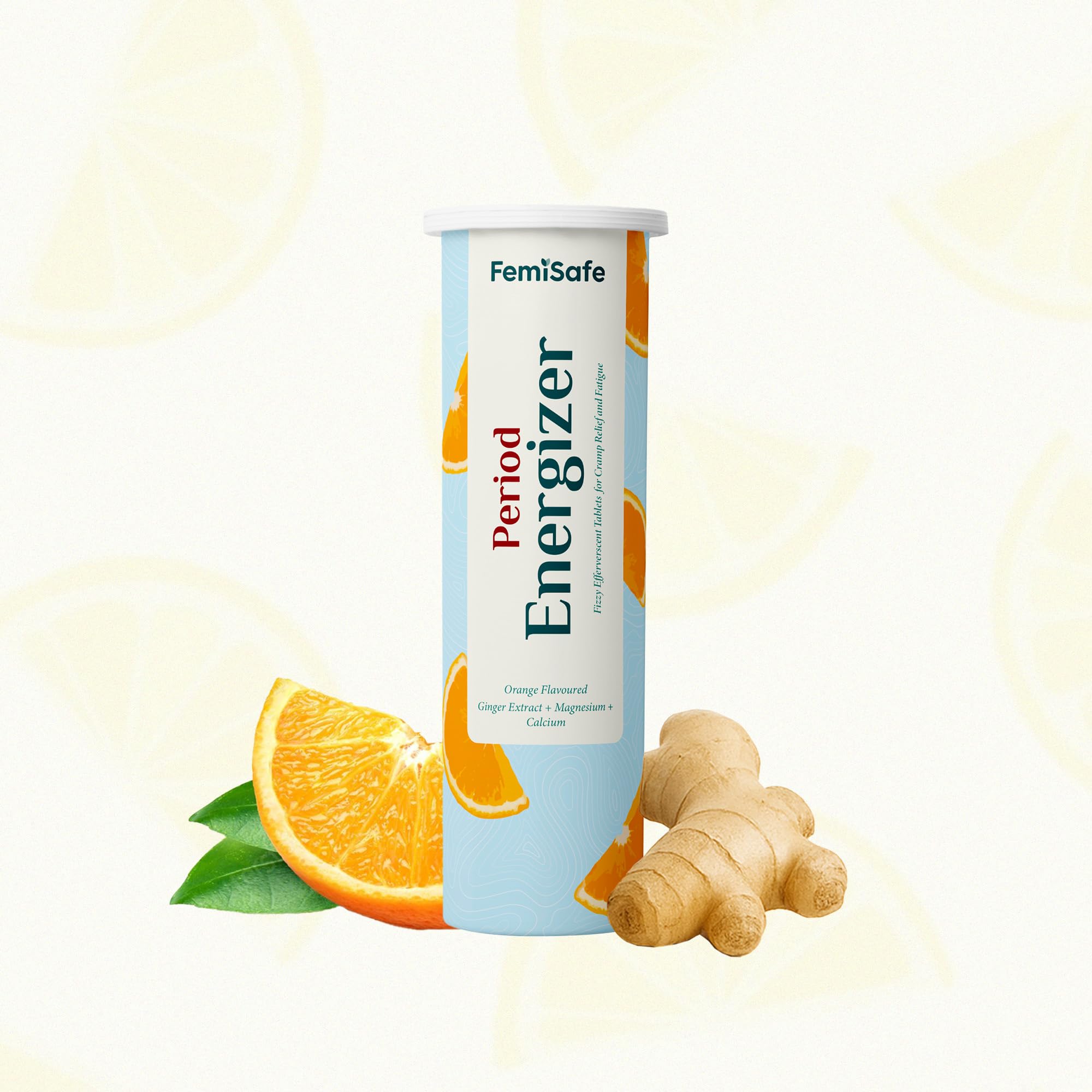 femisafe period energizer effervescent tablets | pms & cramp relief | reduces fatigue & boosts energy | 15tablets