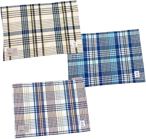 Munya Munya - Juego de 3 manteles individuales de algodón 100%, manteles individuales de 12 x 18 pulgadas, niños y niñas (cuadros de Madras: 1332