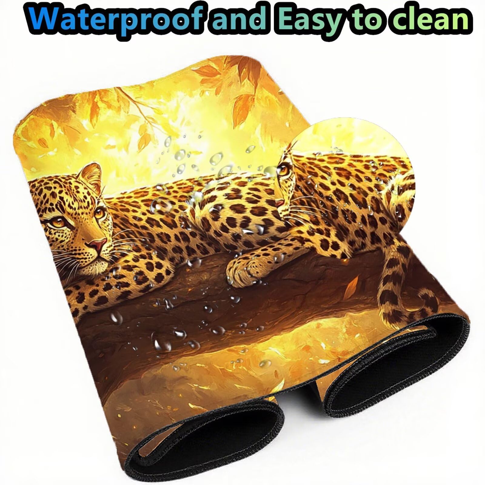Leopard podkładka pod mysz 1500 x 800 mm leśna podkładka pod mysz duża japońska podkładka pod mysz antypoślizgowa gumowa podstawa powierzchnia ze szwami na krawędziach mata biurowa do komputera