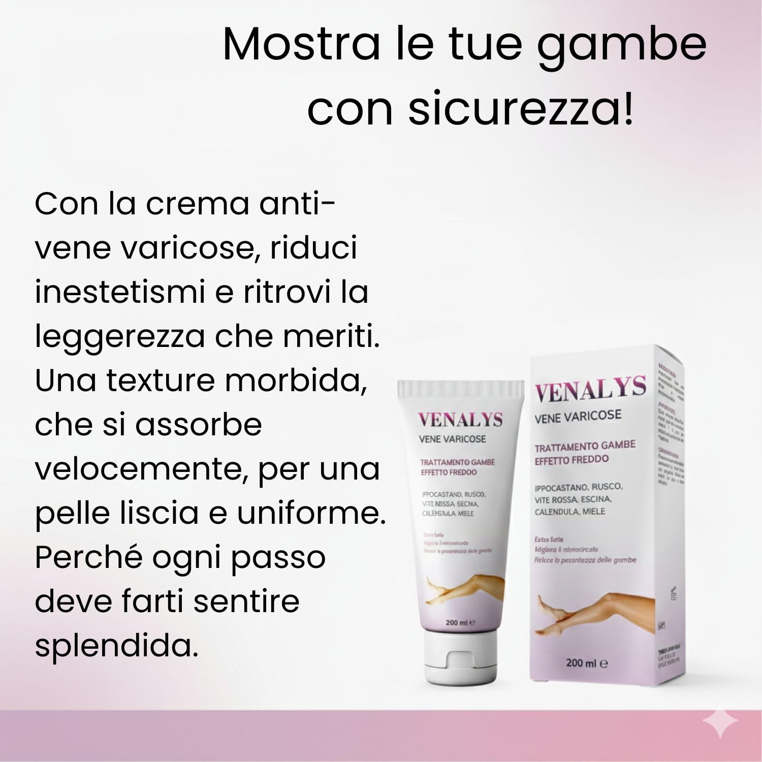 VENALYS 200 ml Crema vene varicose e capillari ,migliora la circolazione gambe - sollievo immediato .Con centella asiatica Ideale per eliminare il senso di Pesantezza delle gambe, Made in Italy