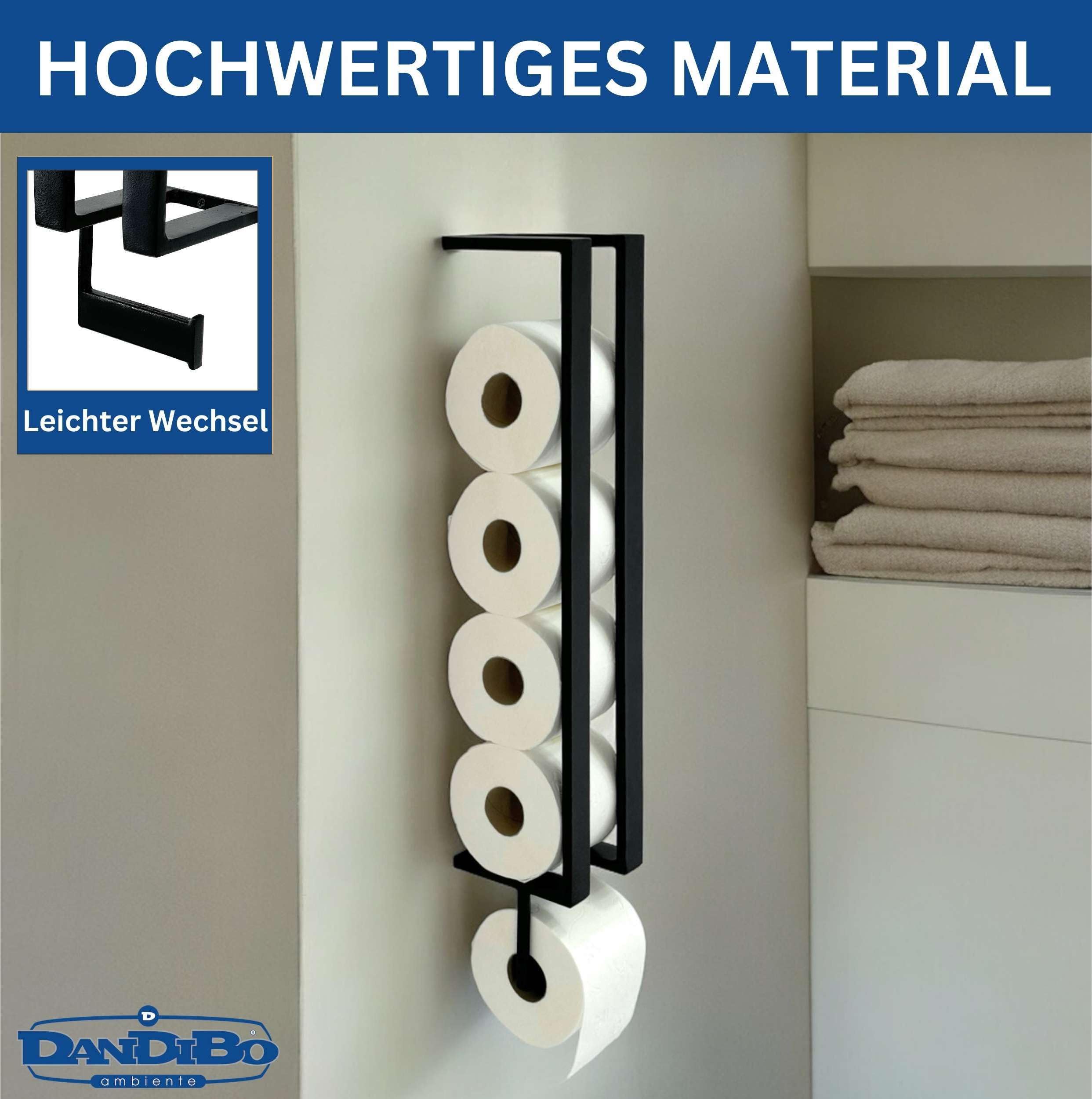 DanDiBo Toilettenpapierhalter Schwarz Wand Metall 96610 Toilettenpapier Aufbewahrung Klopapierhalter Toilettenrollenhalter WC Rollenhalter Ersatzrollenhalter