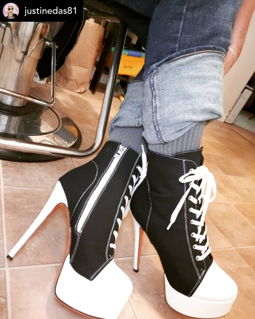 Only maker Damen Plateau Stiefeletten Fashion Sneakers Ankle Boots Stiletto