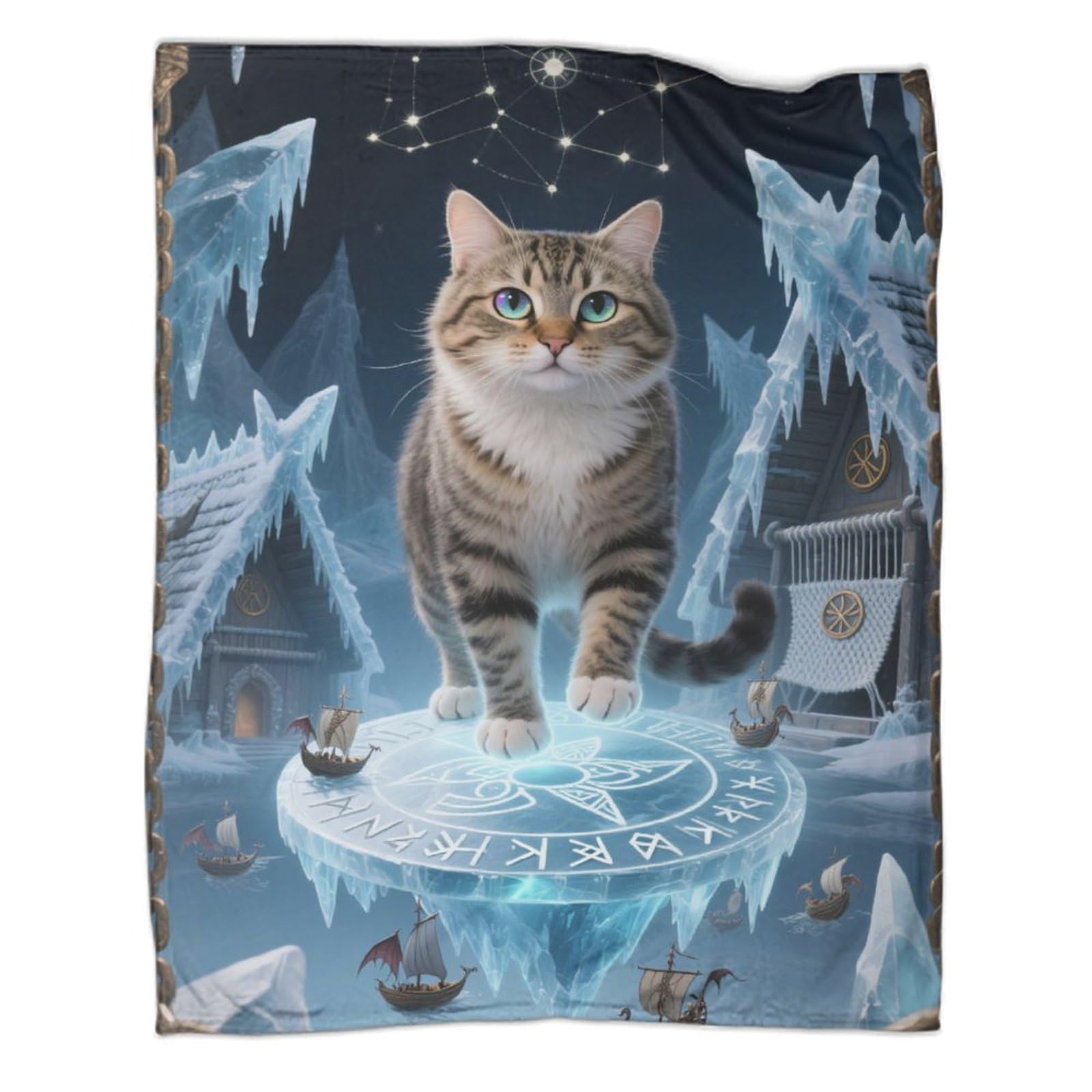 Couverture chaude anti-froid plaid microfibre 180x200cm motif chat pour frileux