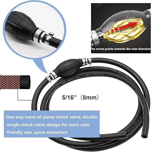 Miniatura 4 de Tnisesm Conjunto de línea de combustible de 516 pulgadas, manguera de línea de combustible trenzada de nailon NBR, motor fuera de borda marino, para
