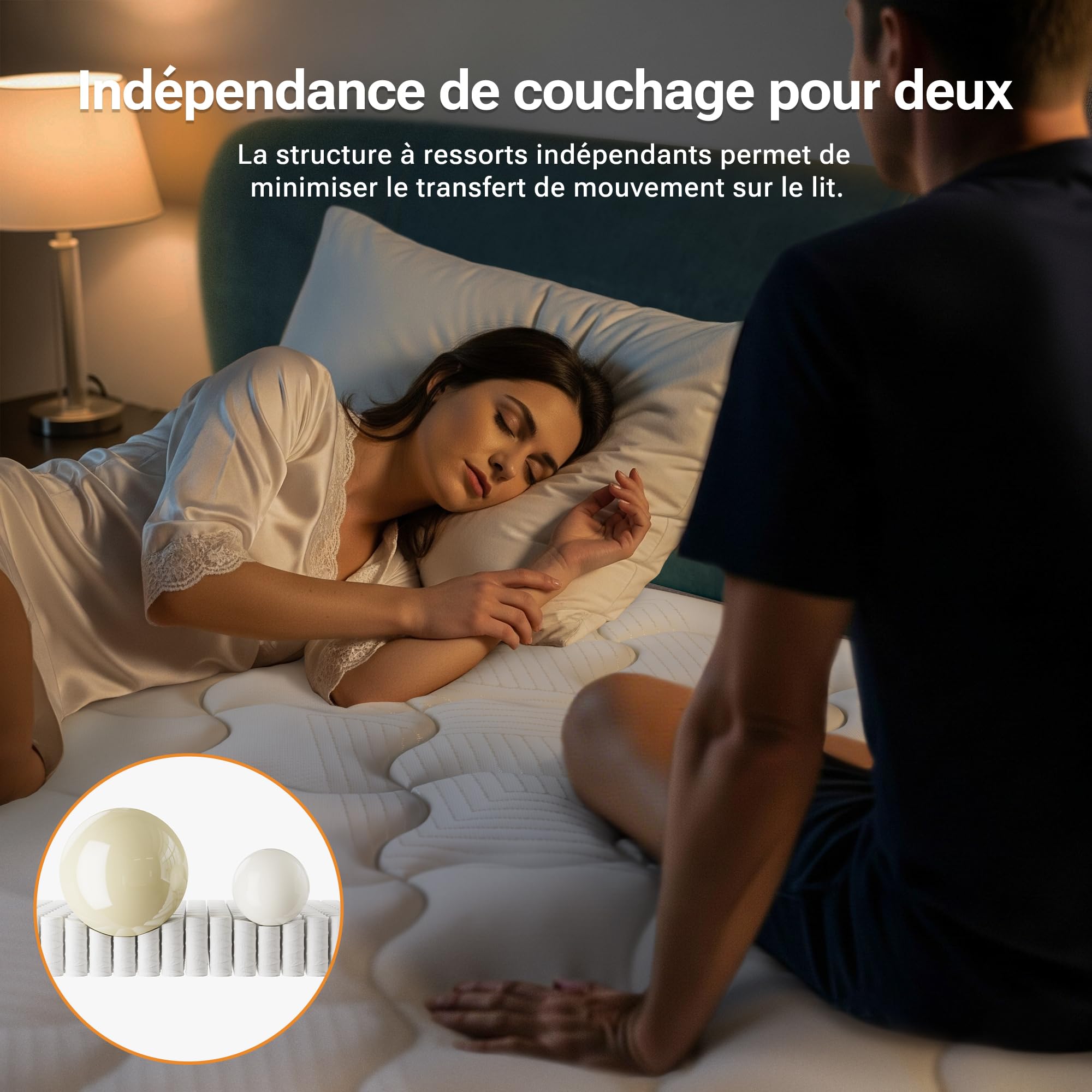 TXO Matelas 140x200 cm, Matelas à Ressorts Ensachés Antistatique, Hauteur 25 cm, Matelas Hybride avec Conception à 7 Zones pour Le Soutien du Dos, Niveau de Ferme H3, Certifié Oeko-Tex