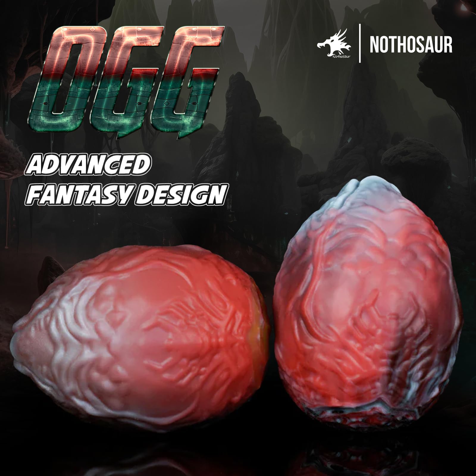 Set of 3, Nothosaur Big OGG 2 inch (5cm) Handmade Platinum Silicone Egg Waterproof Fantasy Stimulator Squishy Eggs for Ovipositors - Random Color: 2 inches Random Color
