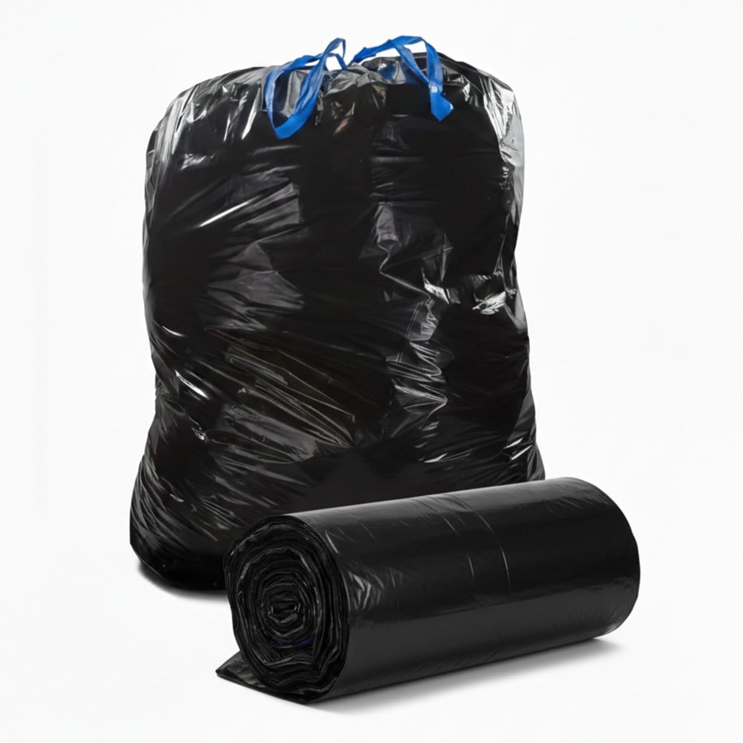 (50 Count) 44 Gallon Trash Bags with Drawstring, Heavy Duty Fits 40-45 Gallon Bins, 1.2 Mil Industrial Strength for Janitorial, Hotels & Commercial Kitchen Waste-Multipurpose use-By Interplas.