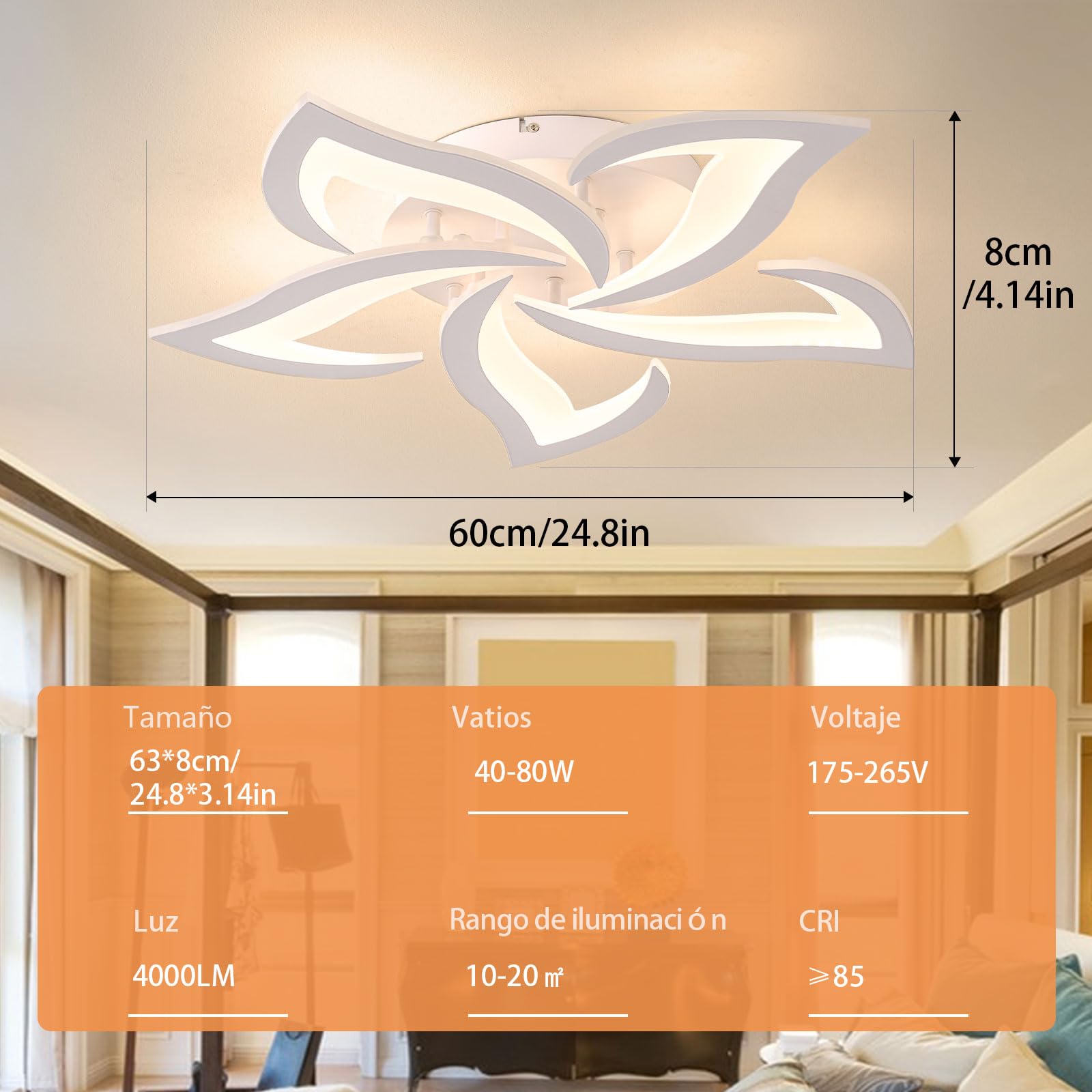 Lámpara LED de techo con APP regulable, 40-80W lámpara de saló dormitorio con mando a distancia cambio de color lámpara de techo, moderna ahorro de energía iluminación de techo para salón habitación