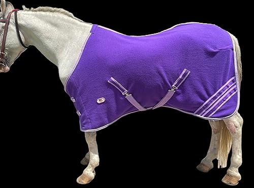 Vista 2 de Majestic Ally Manta de caballo de forro polar antibolitas con cuerda trenzada plateada (morado, 78)