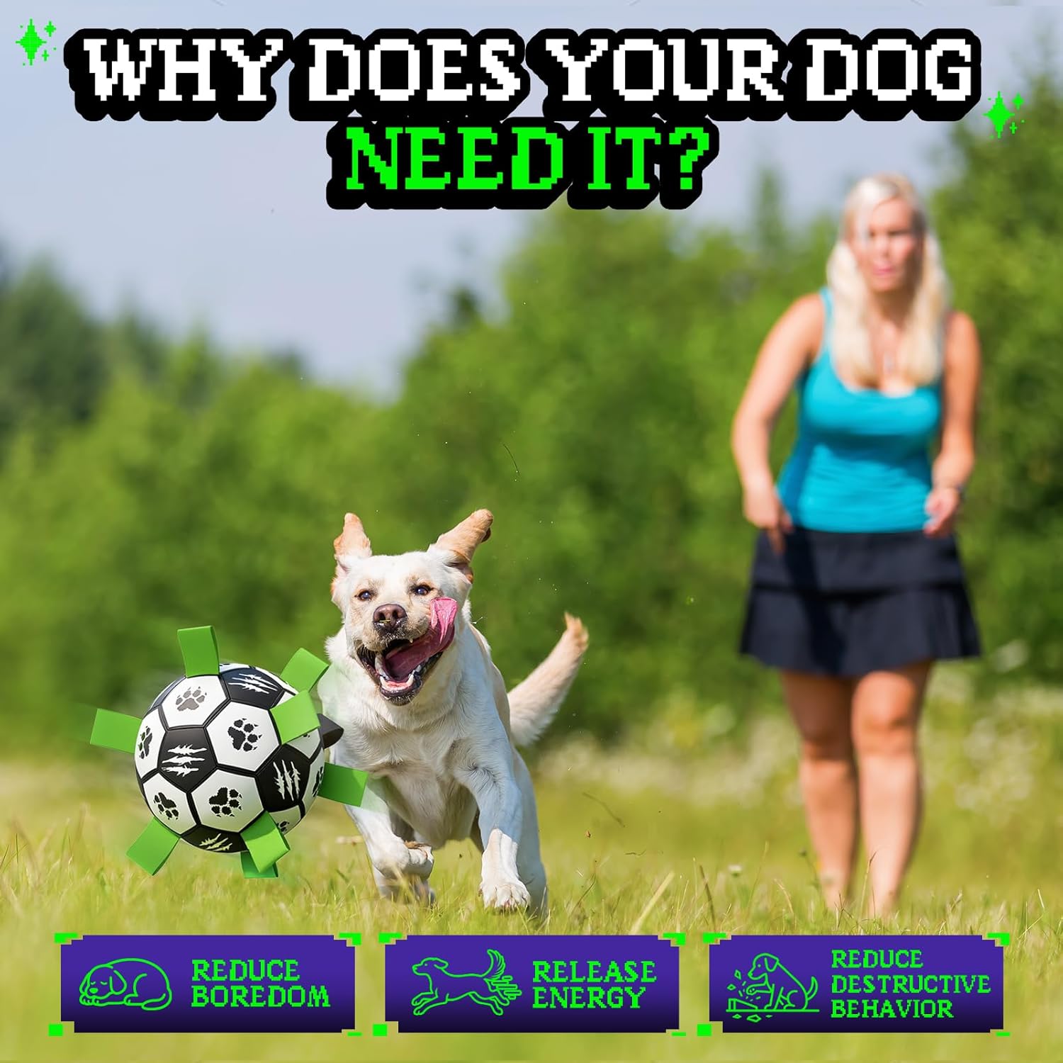 Diman Dog Soccer Ball: 7 Inch Dog Toy Balls with Straps,Durable Outdoor Dog Toys for Medium Large Pets, Dog Birthday Gifts (Black)