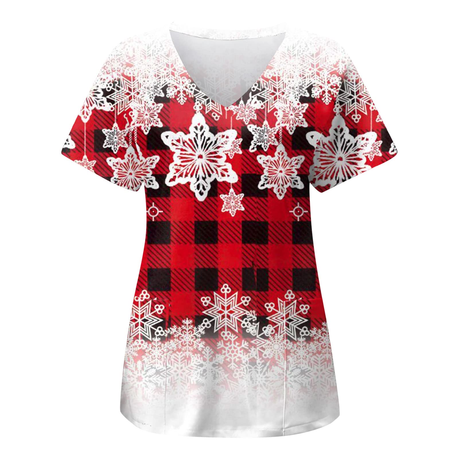 Genericchristmas Scrub Tops White Tunic Uniform Womens Scrub Sets