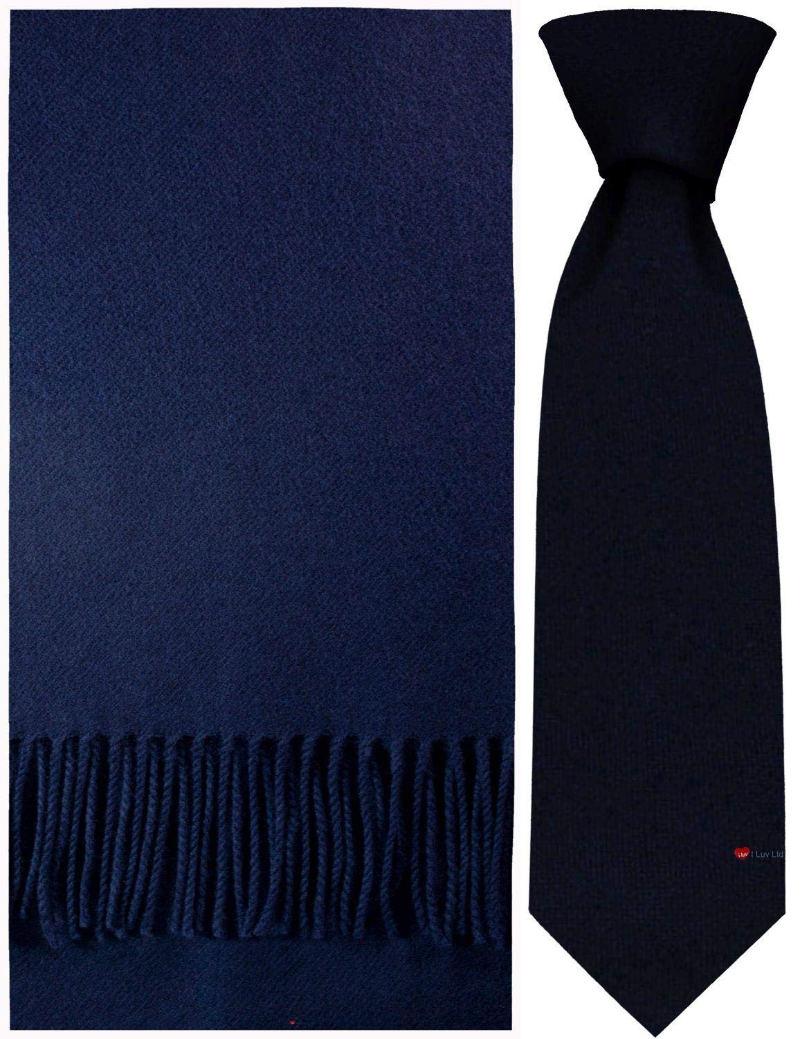 Set de regalo de bufanda y corbata I LUV LTD azul marino antiarrugas 4