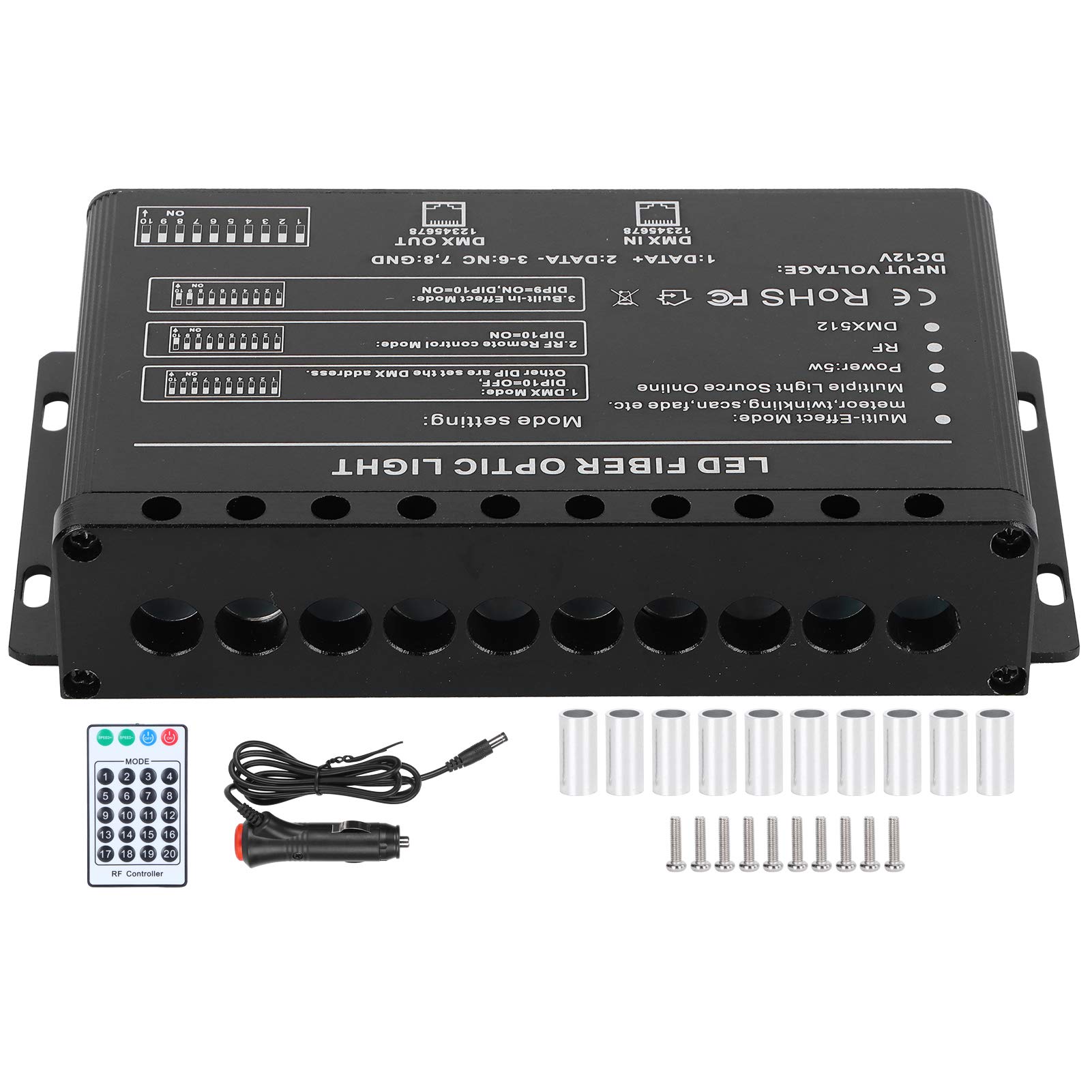 Lumière à Fibre Optique LED 10 Trous Esthétique avec 20 Effets D'éclairage Décoration de Plafond Automobile pour la Maison DC12V Source de Lumière LED Éclairage à Distance