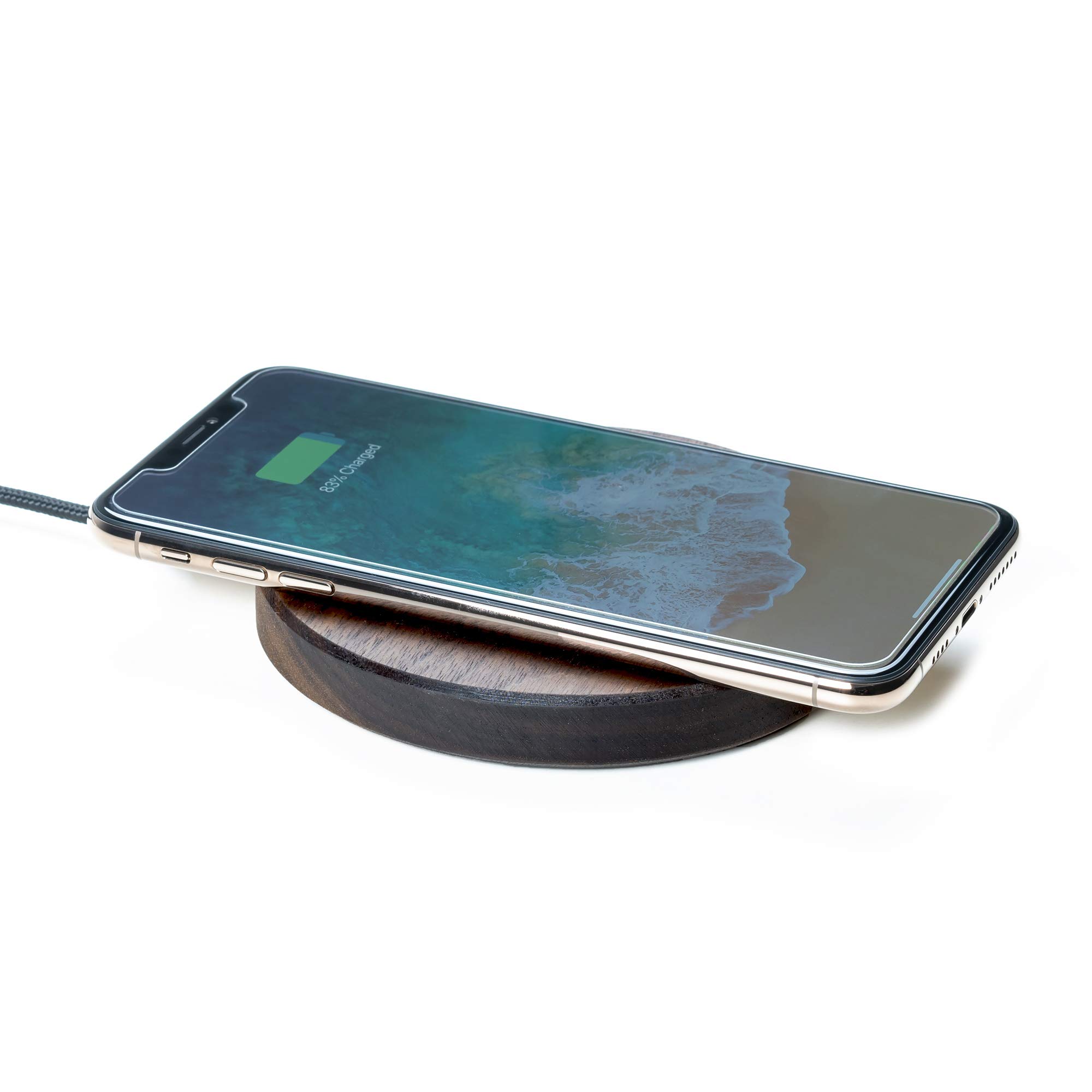 Oakywood Bezprzewodowa ładowarka Slim, indukcyjna, drewniana, szybka i bezprzewodowa, kompatybilna z QI, do iPhone'a 12, 11 Pro, 11, X, Xr, Xs, 8, SE Samsung Galaxy S20, S10, S9, S8, orzech