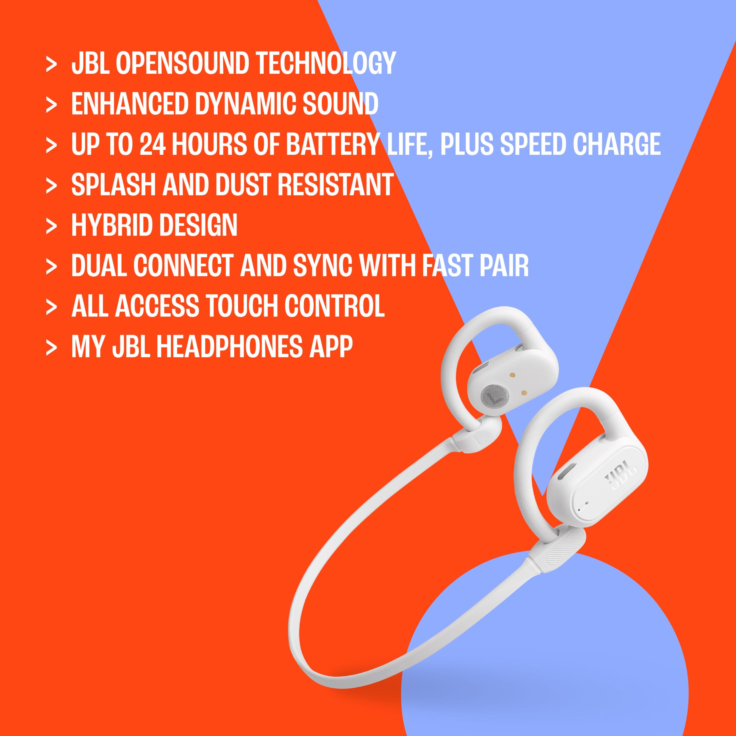 JBL Soundgear Sense Auricolari In-Ear True Wireless Bluetooth con Design Open Ear, Impermeabili a Schizzi e Polvere IP54, Bassi Puri, Dual Connect, 4 Microfoni, fino a 24 h di Autonomia, Nero
