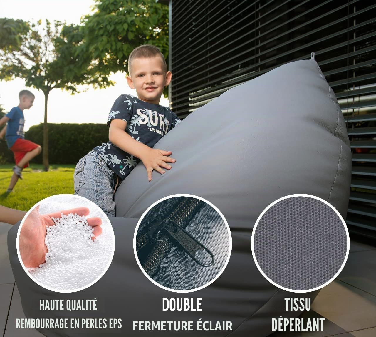 Haus & Garten Chilly pilley Pouf Coussin De Sol Impermeable Intérieur Extérieur pour Enfants Et Adultes Plusieurs Couleurs Et Tailles Au Choix (65x95, Noir)