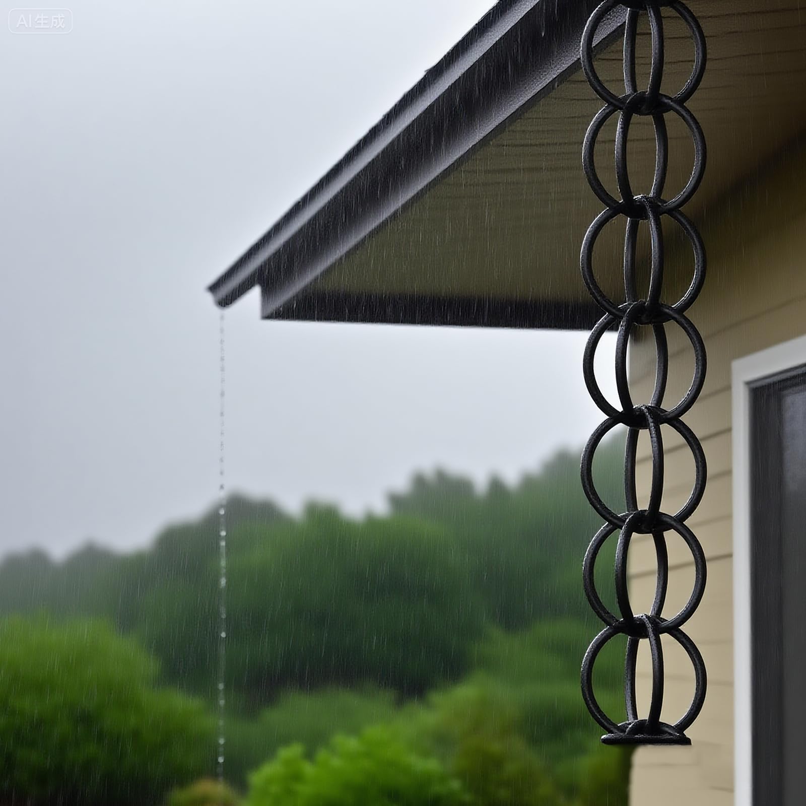 Regenkette, Dekoration, 244 cm, Metall-Doppelschlaufe, Regenfallrohr-Fangkette, Dachrinne, Ringregenkette, Regenketten für Haustraufen, Garten, Veranda und Terrasse2.4m(8ft)