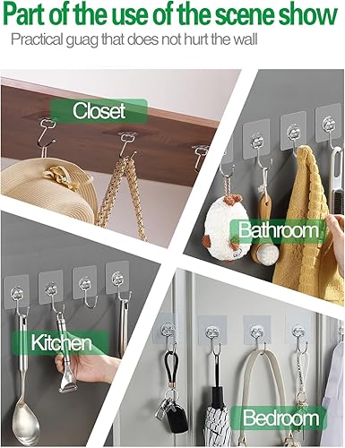 Miniatura 2 de EKE Paquete de 22 ganchos adhesivos grandes de pared con capacidad de peso de 40 libras (máximo), impermeable y a prueba de óxido, para colgar