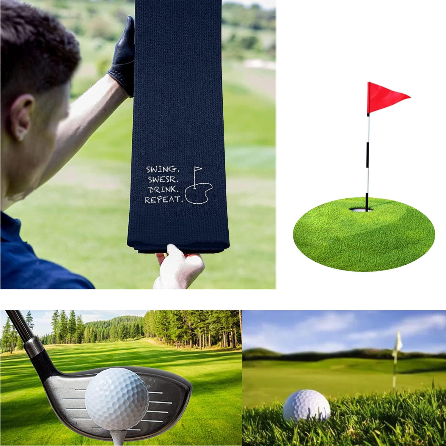 review Golf Towels - Monogram Golf Towels for Golf Balls with Clips - Personalized Golf Towels for Men's Golf Bags - Men's Golf Gifts